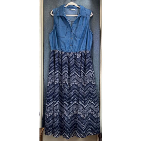 Speed Control New York Womens Blue Maxi Dress lined Sleeveless V Neck Dress - Picture 1 of 8